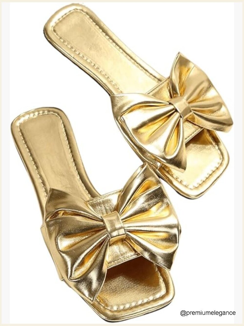 Bow Square Toe Slide Sandals Dressy Summer Beach Wedding Vacation Flat Shoes